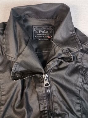 Polo Ralph Lauren Boy's Size 10 Black Biker Motorcycle Zipped Denim Jacket